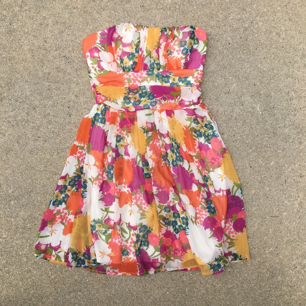 strapless floral dress